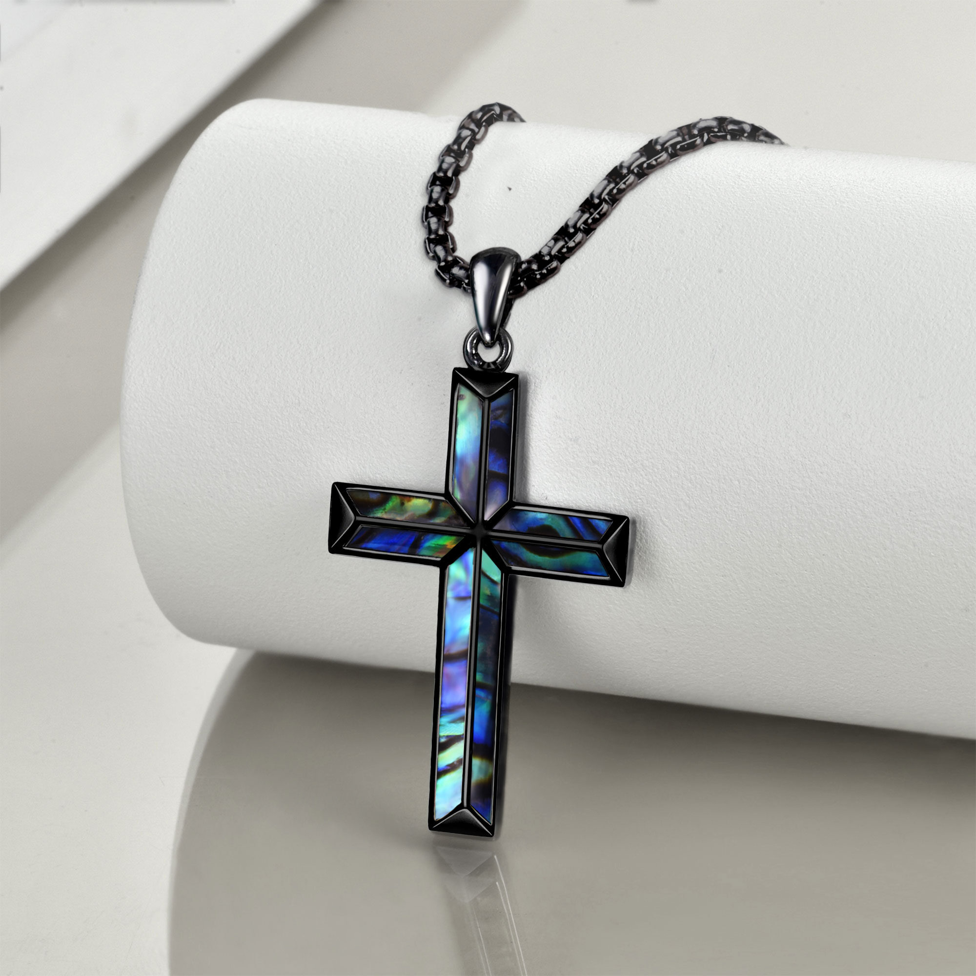925 Sterling Silver Abalone Shell Cross Necklace, Daily Wear